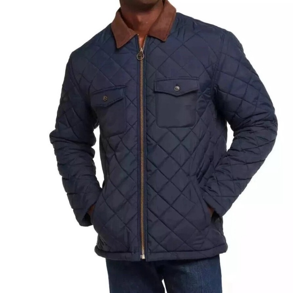 Weatherproof Vintage Men’s Flannel Lined Quilted Barn Jacket Navy Blue X Large